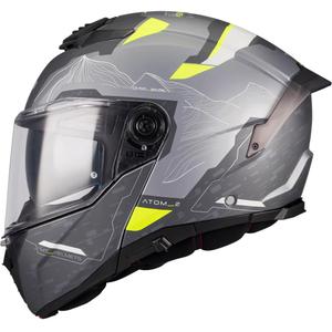 Cască de motocicletă pliabilă MT Atom 2 SV Highlands E2 negru mat-gri-galben fluo