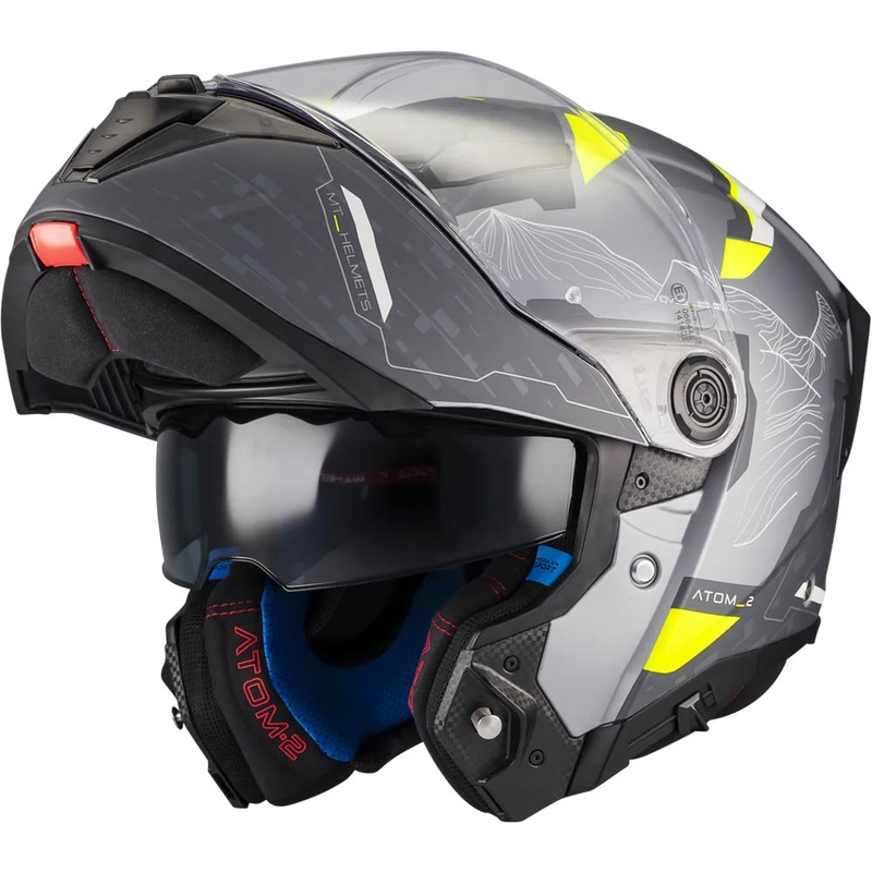 Cască de motocicletă pliabilă MT Atom 2 SV Highlands E2 negru mat-gri-galben fluo