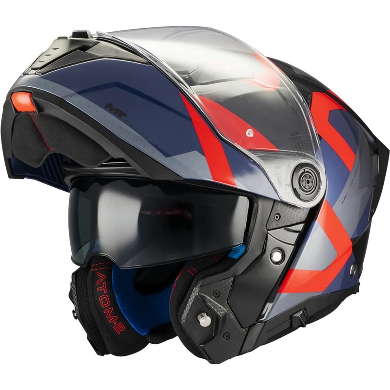 Cască de motocicletă pliabilă MT Atom 2 SV Dexter B15 albastru-negru-roșu
