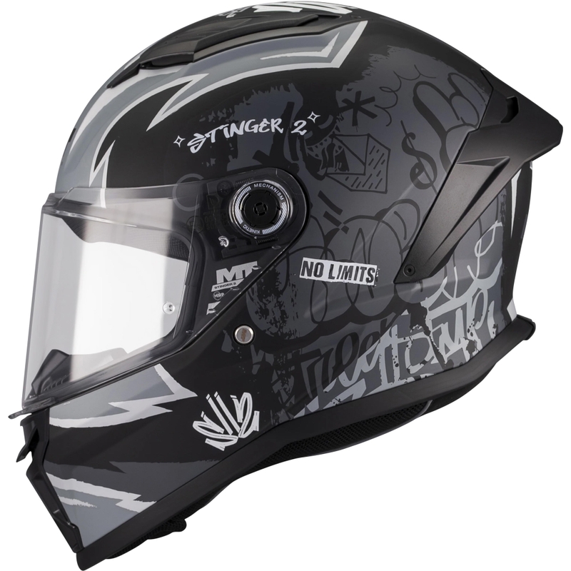 Cască integrală pentru motocicletă MT Stinger 2 Tagger B2 pentru copii, negru mat-gri