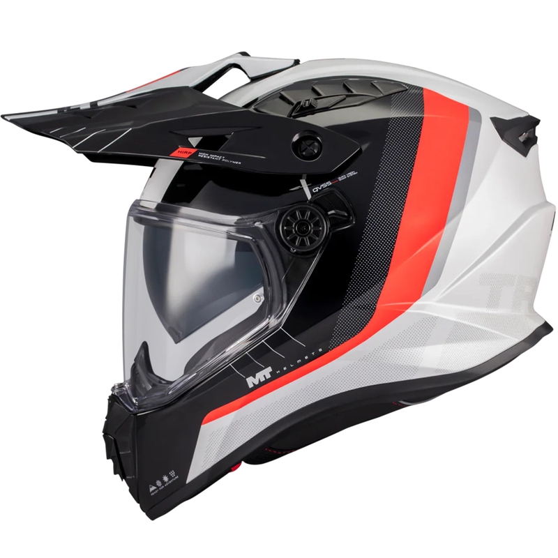 Cască de motocicletă enduro MT Track SV Nomad A15 alb-negru-roșu