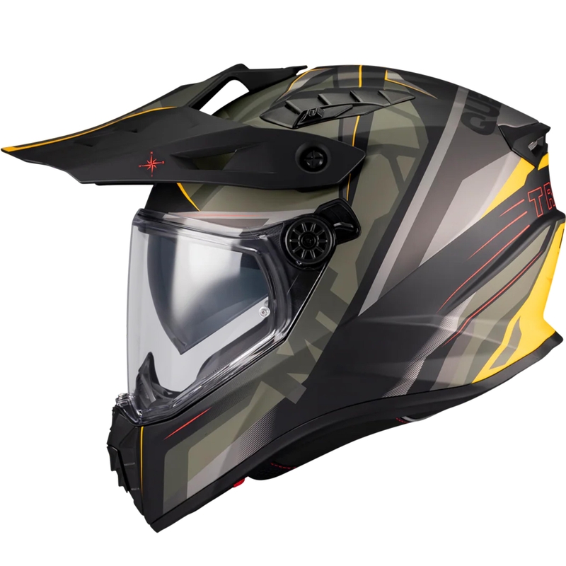 Cască de motocicletă enduro MT Track SV Questor B6 negru mat-verde-maro-galben fluo