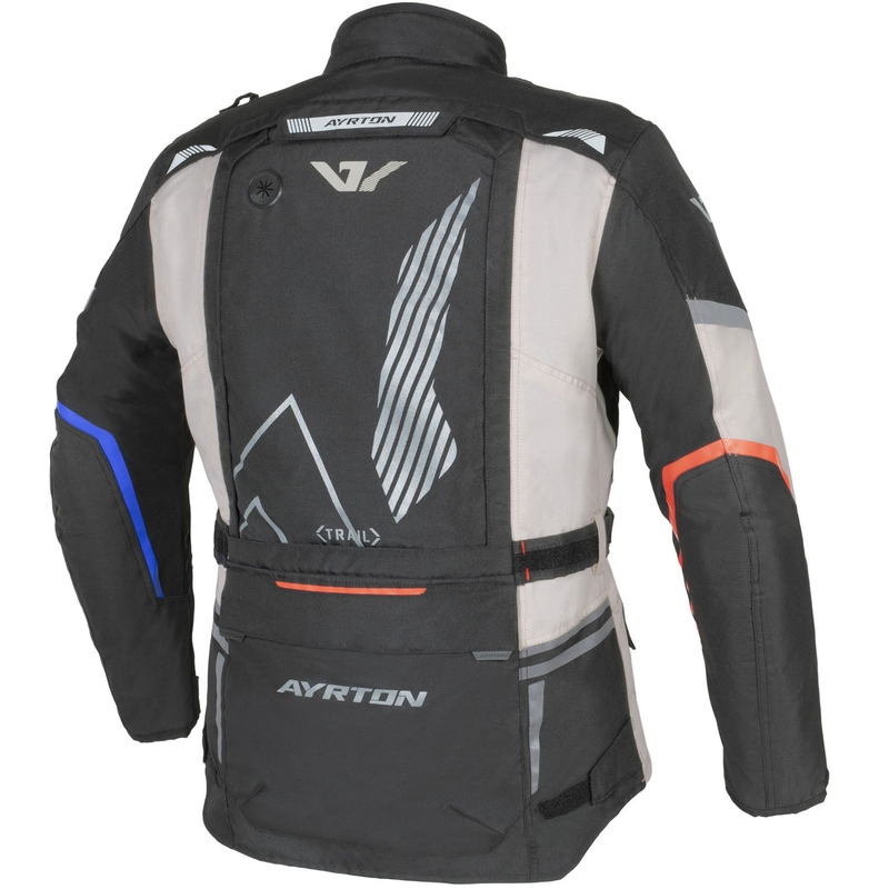 Geacă de motocicletă Ayrton Trail alb-negru-roșu-albastru-gri