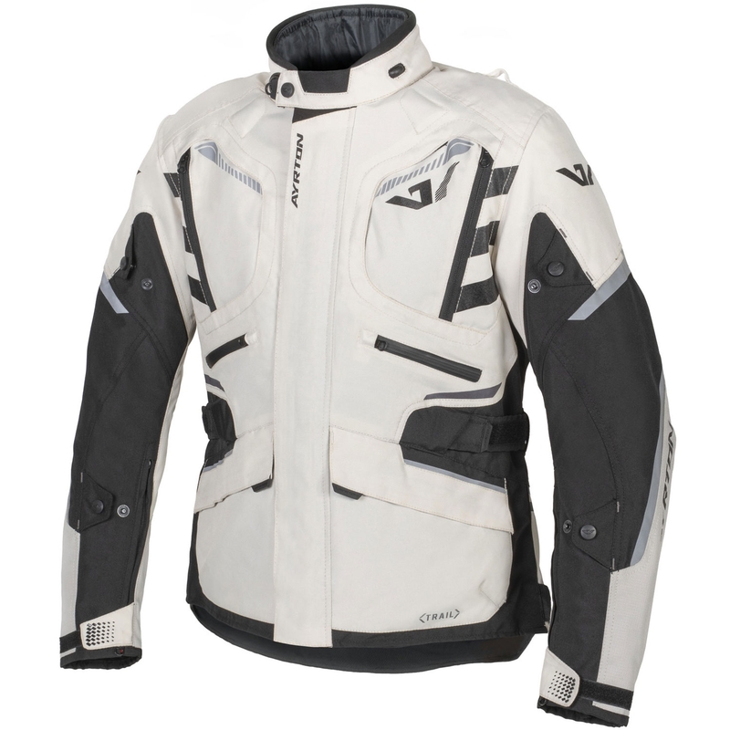 Geacă de motocicletă Ayrton Trail alb-negru-gri