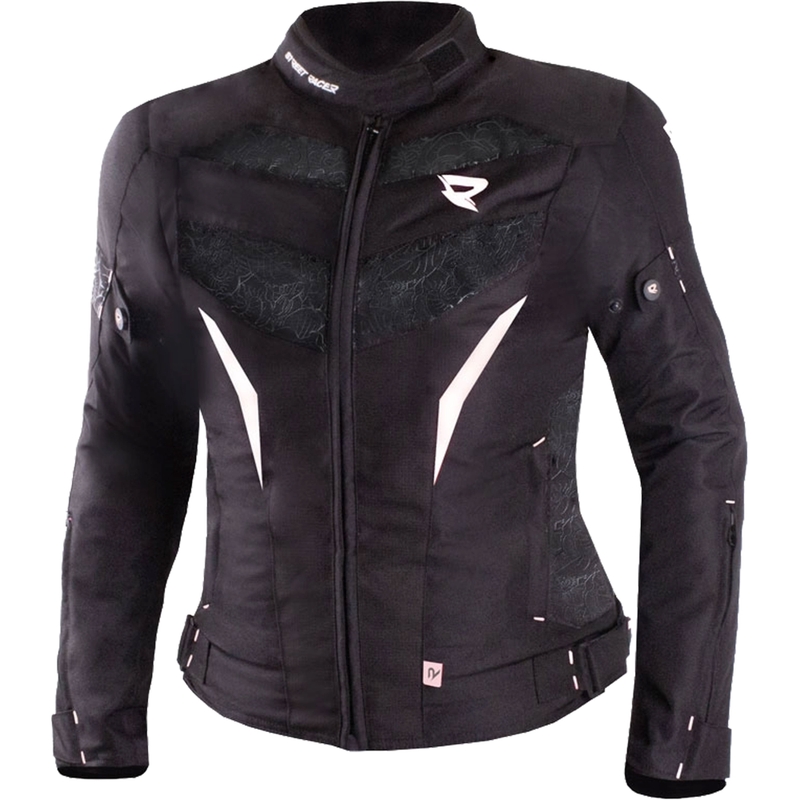 Geaca moto dama Street Racer Rose negru-alb