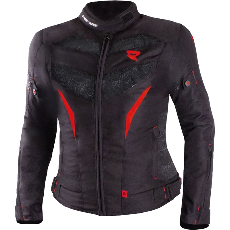 Geaca moto dama Street Racer Rose Air negru-rosu