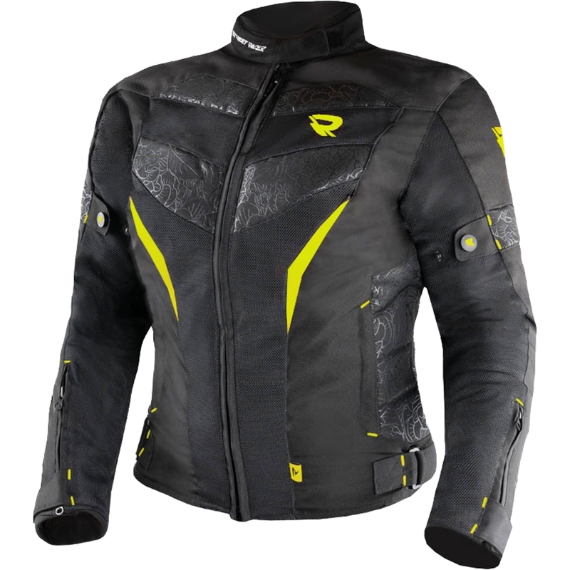 Geaca moto dama Street Racer Rose Air negru-galben fluo