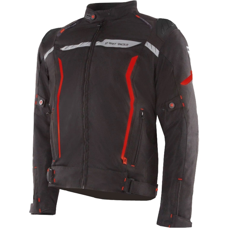Geacă de motocicletă Street Racer Flex EVO negru-roșu