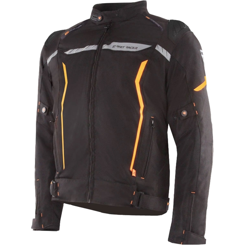 Jacheta moto Street Racer Flex EVO negru-portocaliu
