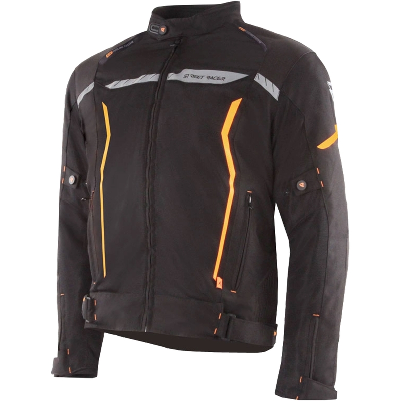 Jacheta moto Street Racer Flex negru-portocaliu