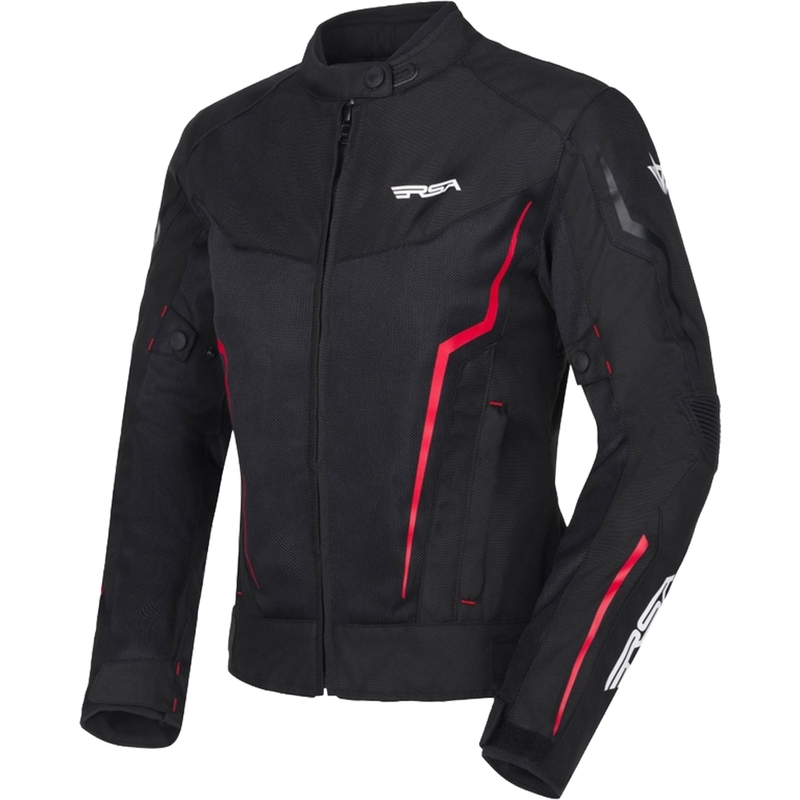 Geacă de motocicletă RSA Bolt pentru femei negru-alb-roșu