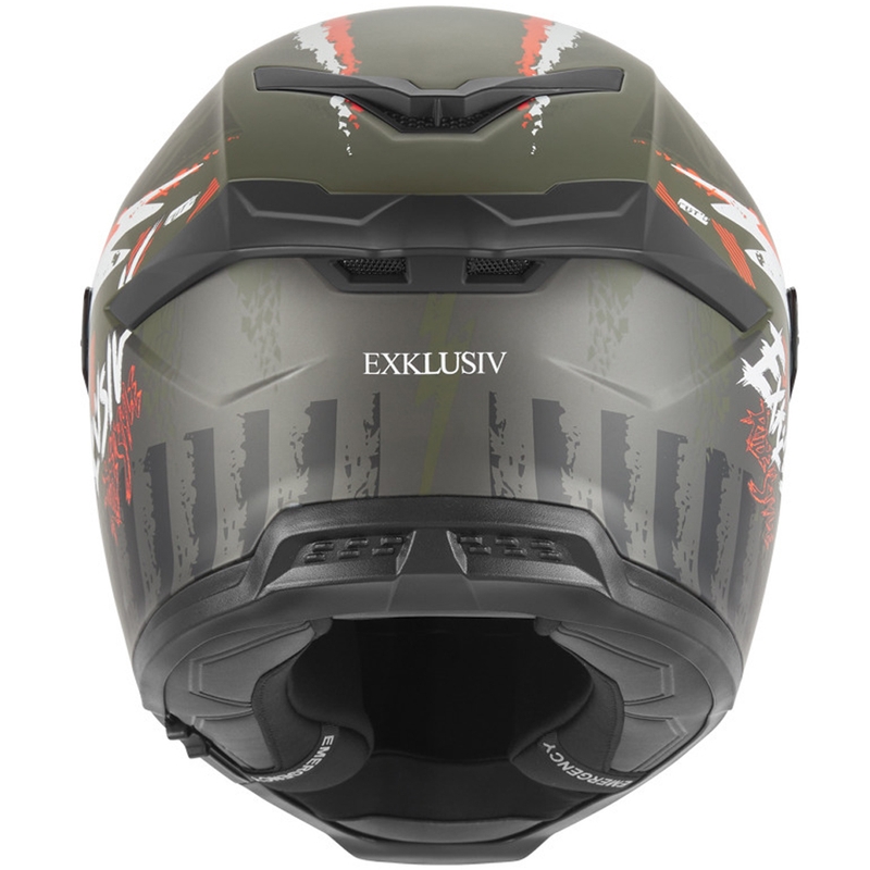 Cască integrală pentru motocicletă NOX Exklusiv Goliath Cut'D, mată, kaki-portocaliu