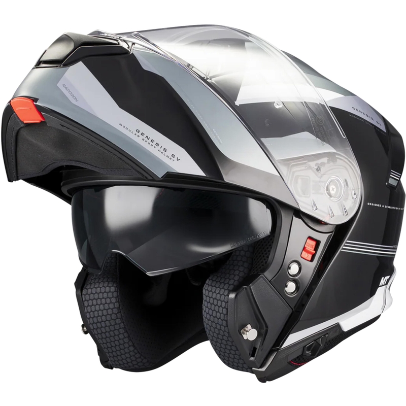 Cască de motocicletă pliabilă MT Genesis SV Raccoon B12 negru-gri