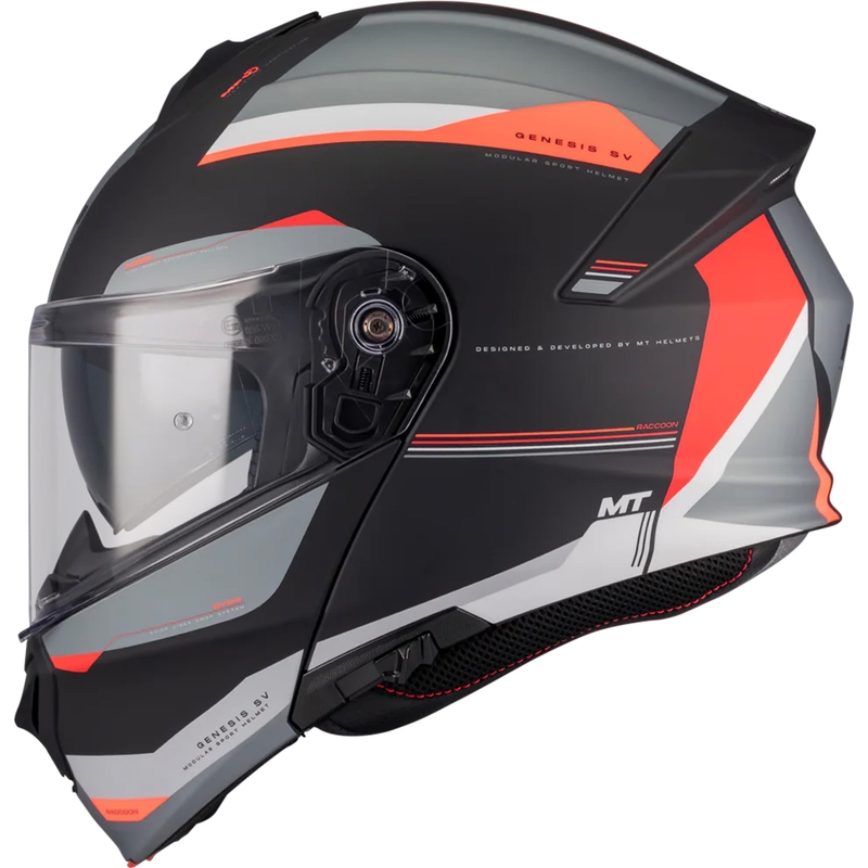 Cască de motocicletă pliabilă MT Genesis SV Raccoon B5 negru-roșu