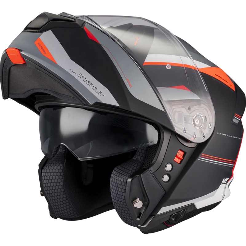 Cască de motocicletă pliabilă MT Genesis SV Raccoon B5 negru-roșu