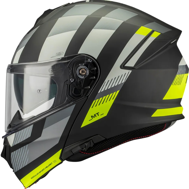Cască de motocicletă pliabilă MT Genesis SV Stroke B13 negru mat-gri-galben fluo