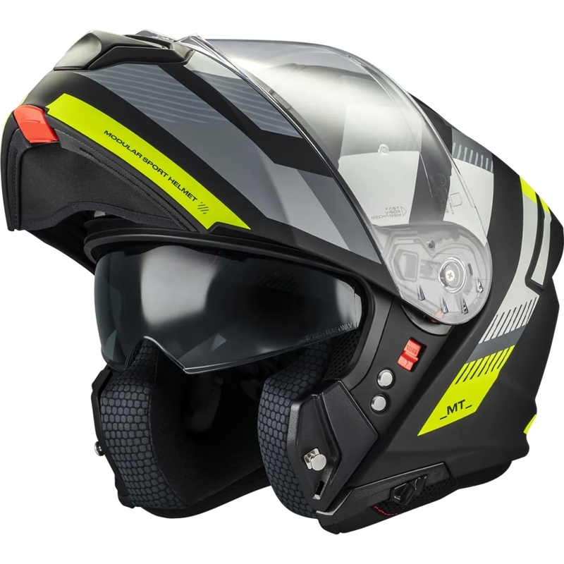 Cască de motocicletă pliabilă MT Genesis SV Stroke B13 negru mat-gri-galben fluo