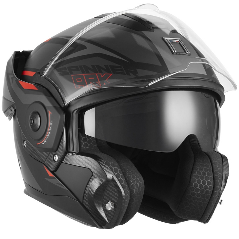 Cască de motocicletă pliabilă NOX PREMIUM Spinner Ark negru mat-roșu