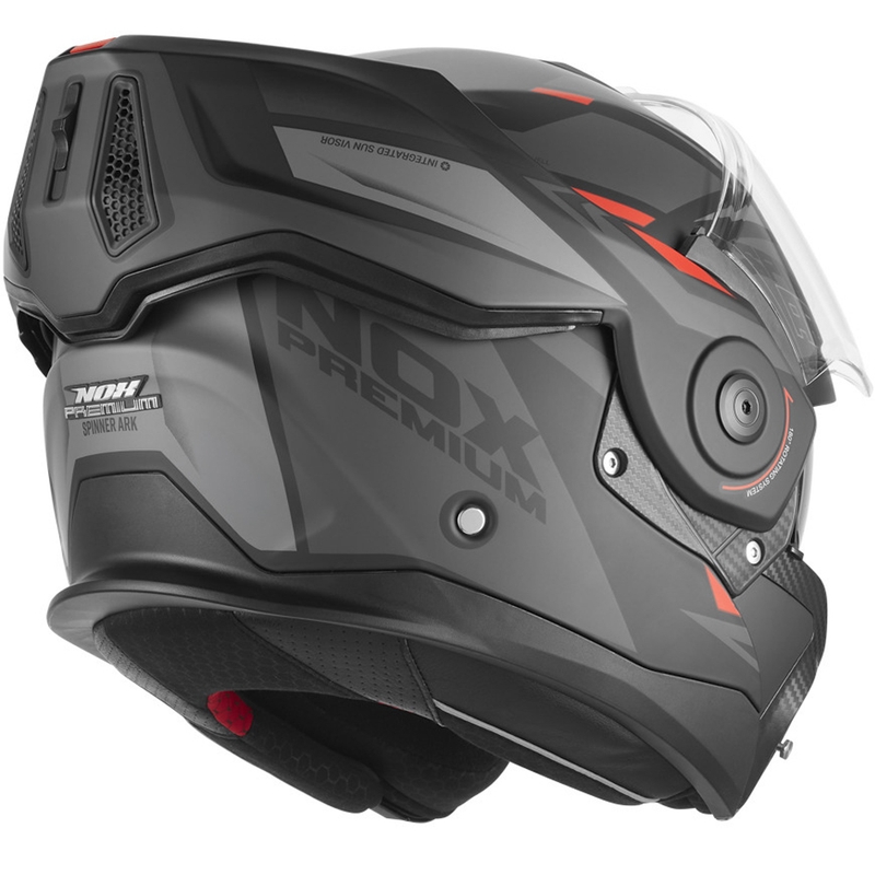 Cască de motocicletă pliabilă NOX PREMIUM Spinner Ark negru mat-roșu