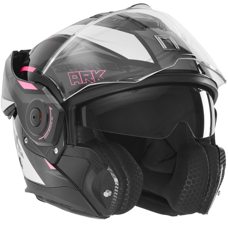 Cască de motocicletă pliabilă NOX PREMIUM Spinner negru-alb-roz