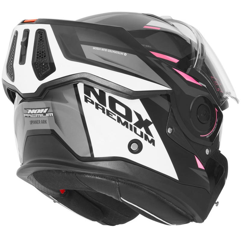 Cască de motocicletă pliabilă NOX PREMIUM Spinner negru-alb-roz