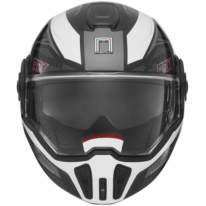 Cască de motocicletă pliabilă NOX PREMIUM Spinner negru-alb-roz