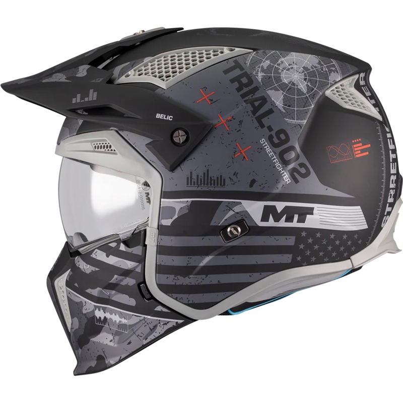 Cască modulară de motocicletă MT Streetfighter SV S Belic B2 negru mat-gri