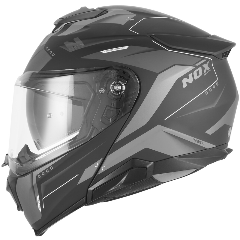 Cască de motocicletă pliabilă NOX N967 Conquer negru mat-argintiu