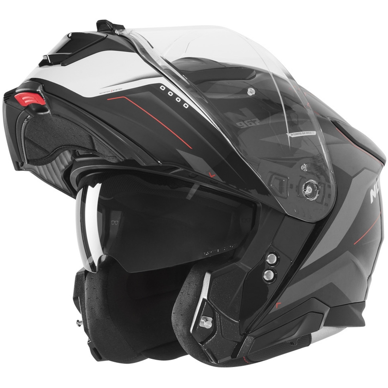 Cască de motocicletă pliabilă NOX N967 Conquer negru mat-alb-roșu