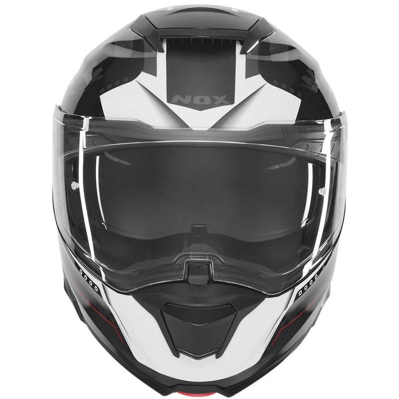 Cască de motocicletă pliabilă NOX N967 Conquer negru mat-alb-roșu