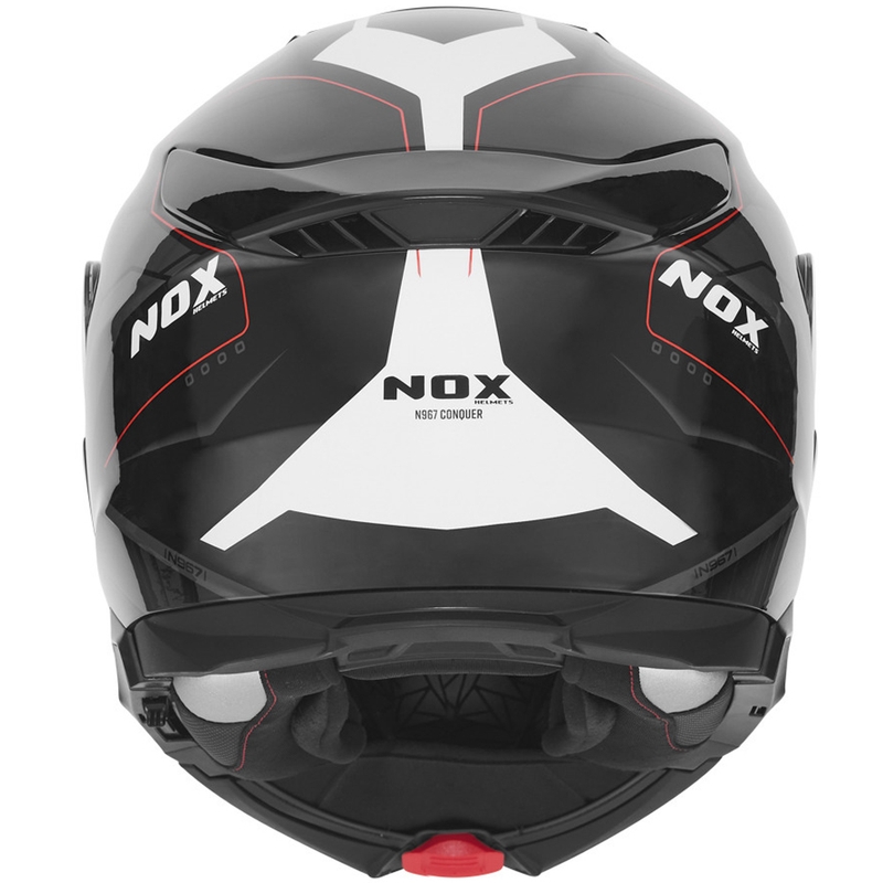 Cască de motocicletă pliabilă NOX N967 Conquer negru mat-alb-roșu
