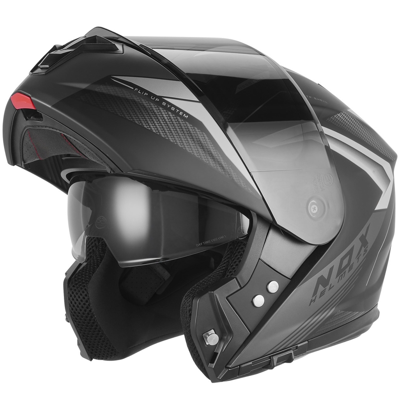 Cască de motocicletă pliabilă NOX N968 Shift negru mat-argintiu
