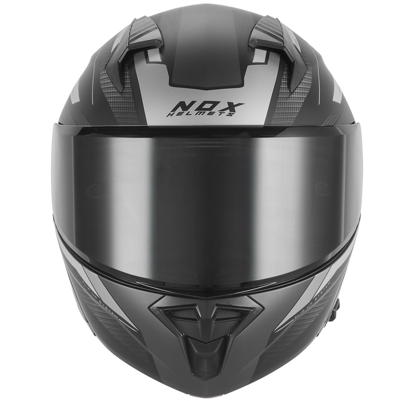 Cască de motocicletă pliabilă NOX N968 Shift negru mat-argintiu