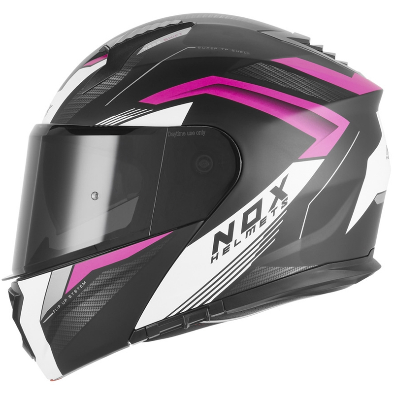 Cască de motocicletă pliabilă NOX N968 Shift negru mat-alb-roz