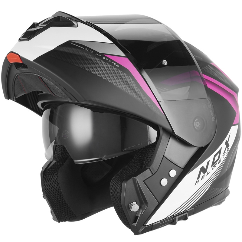 Cască de motocicletă pliabilă NOX N968 Shift negru mat-alb-roz
