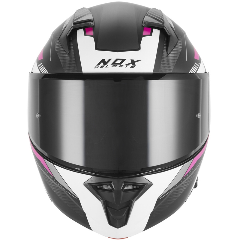 Cască de motocicletă pliabilă NOX N968 Shift negru mat-alb-roz