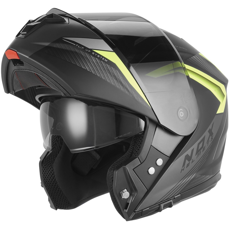 Cască de motocicletă pliabilă NOX N968 Shift negru mat-galben fluo