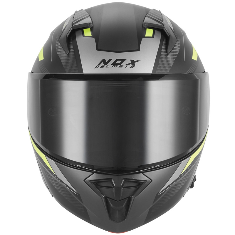 Cască de motocicletă pliabilă NOX N968 Shift negru mat-galben fluo