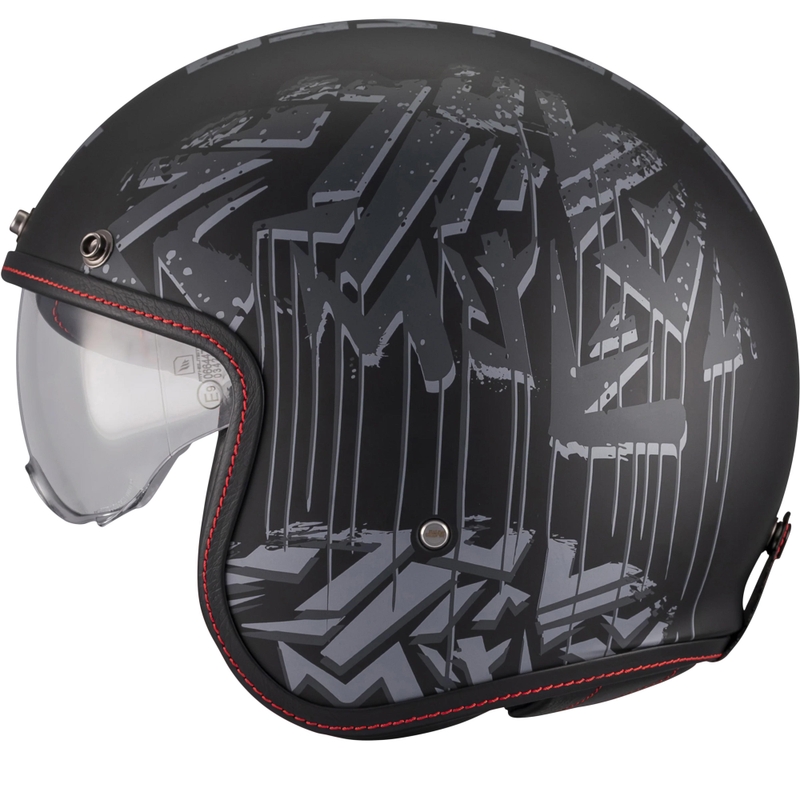 Cască de motocicletă deschisă MT Lemans 2 SV S Dystopic B12 negru mat-gri