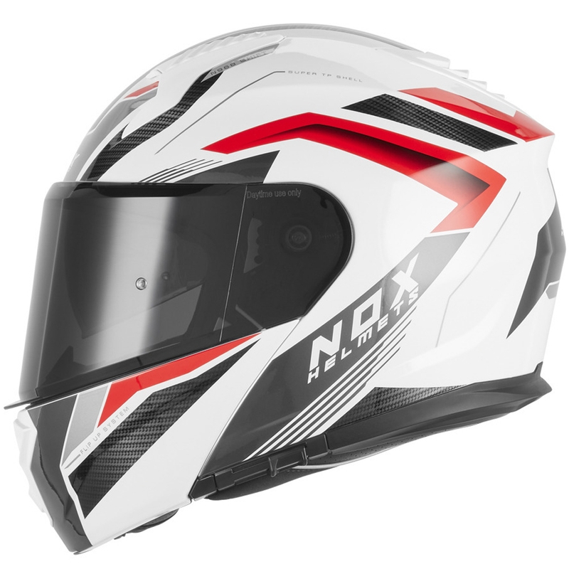 Cască de motocicletă pliabilă NOX N968 Shift alb-roșu