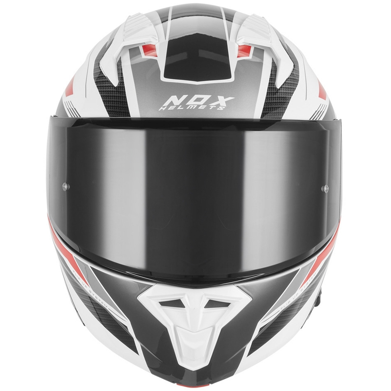 Cască de motocicletă pliabilă NOX N968 Shift alb-roșu