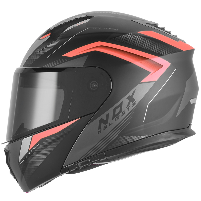 Cască de motocicletă pliabilă NOX N968 Shift negru mat-roșu