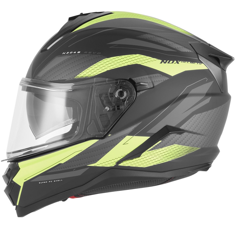 Cască integrală pentru motocicletă NOX N304-S REVO negru mat-galben fluo
