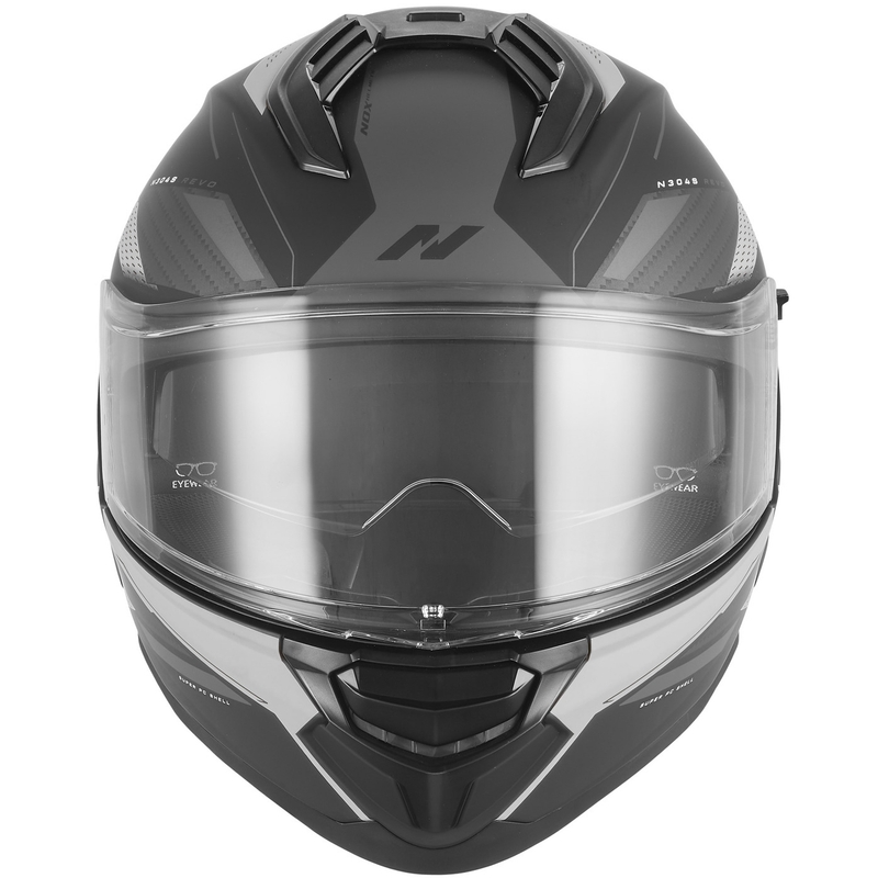 Cască integrală pentru motocicletă NOX N304-S REVO negru mat-argintiu