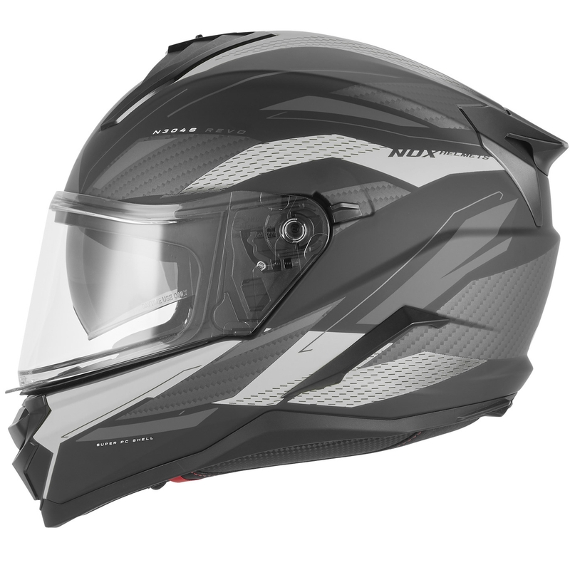 Cască integrală pentru motocicletă NOX N304-S REVO negru mat-argintiu