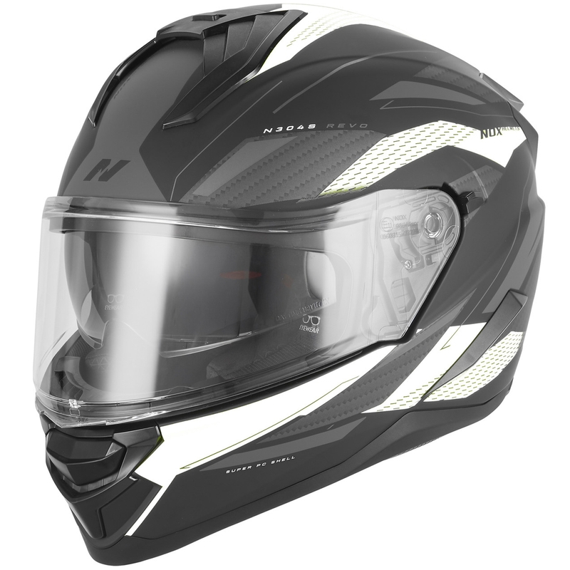Cască integrală pentru motocicletă NOX N304-S REVO negru mat-alb