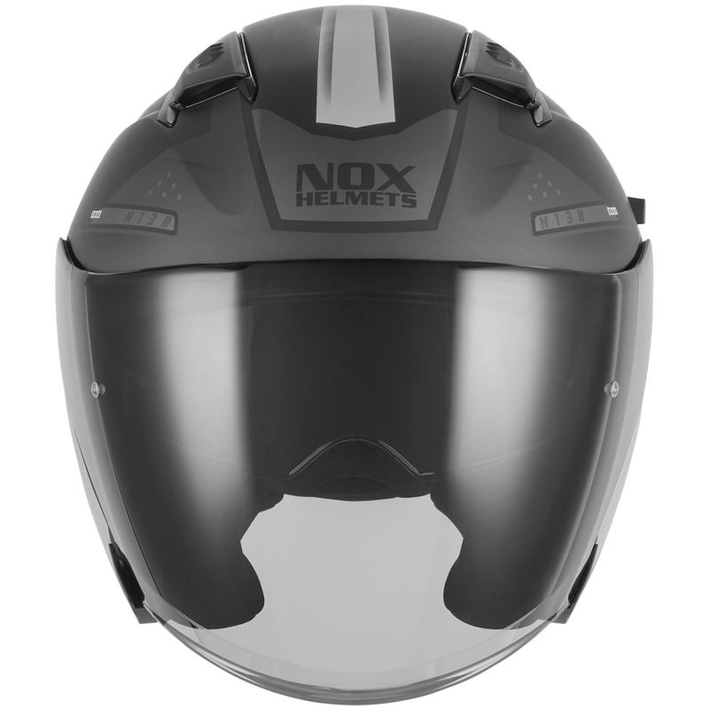 Cască de motocicletă deschisă NOX N130 EKTO negru mat-argintiu