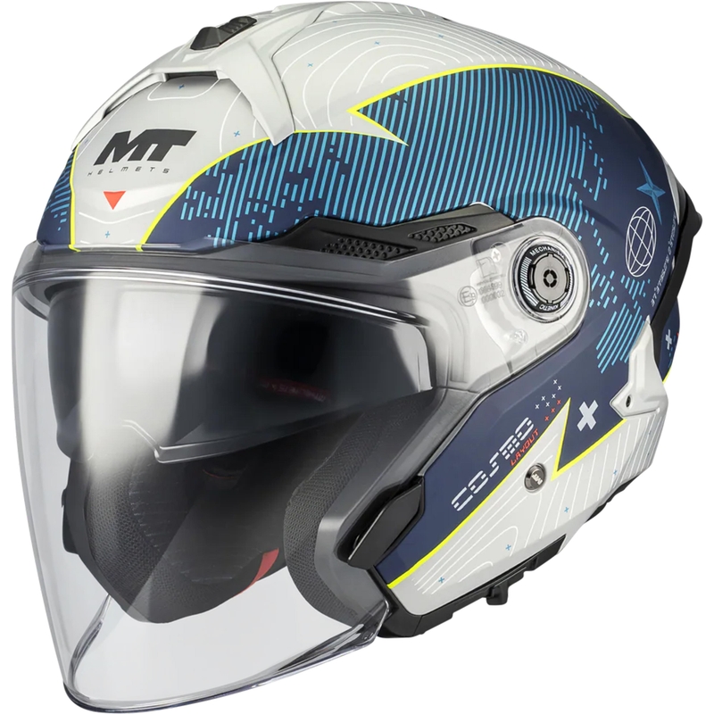 Cască de motocicletă deschisă MT Cosmo SV Layout C7 albastru mat-alb