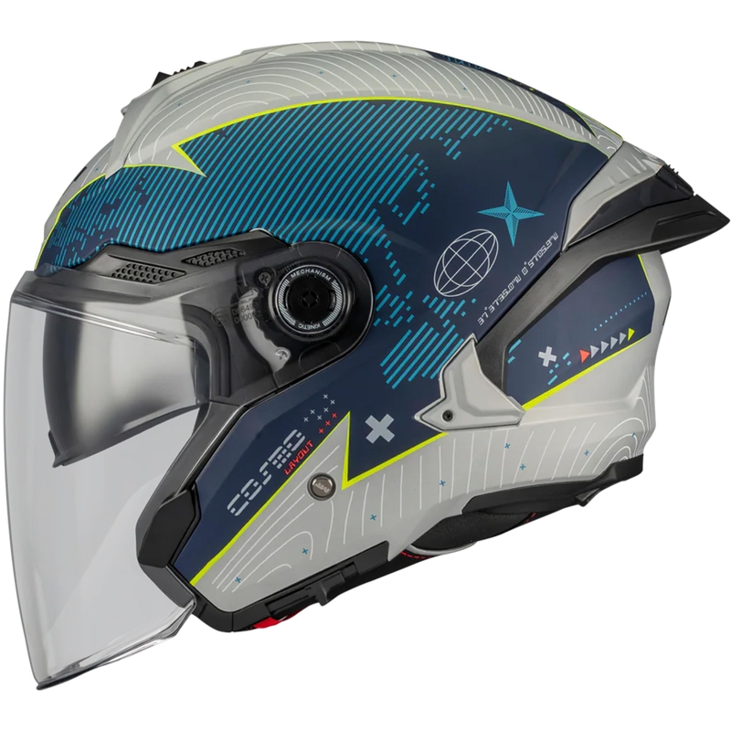 Cască de motocicletă deschisă MT Cosmo SV Layout C7 albastru mat-alb