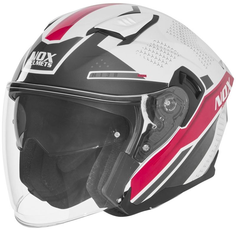 Cască de motocicletă deschisă NOX N130 EKTO alb-roz